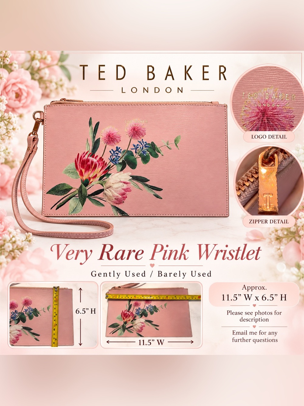 Ted Baker London Very Rare Pink Floral Wristlet 🌸
